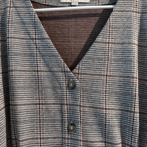 Loft Tan, Brown, Black Plaid Dress - Picture 2 of 4